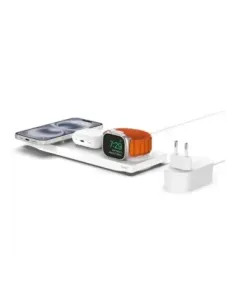Base de carga inalambrica belkin wiz016vfwh magsafe 3 en 1 apple iphone airpods watch blanco