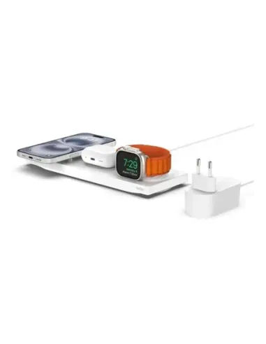 Base de carga inalambrica belkin wiz016vfwh magsafe 3 en 1 apple iphone airpods watch blanco
