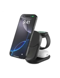 Base de carga belkin wiz037kq ultracharge negro magnetico plegable qi2 25w movil reloj auriculares