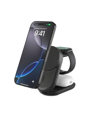 Base de carga belkin wiz037kq ultracharge negro magnetico plegable qi2 25w movil reloj auriculares