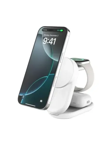 Base de carga belkin ultracharge blanco magnetico plegable qi2 25w movil reloj y auriculares blanco