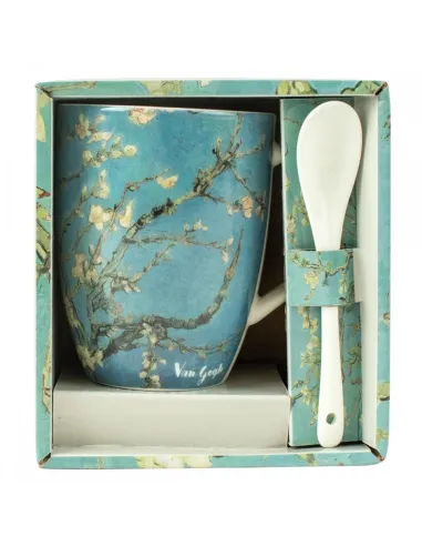 Taza de cerámica con cuchara enesco los almendros vincent van gogh