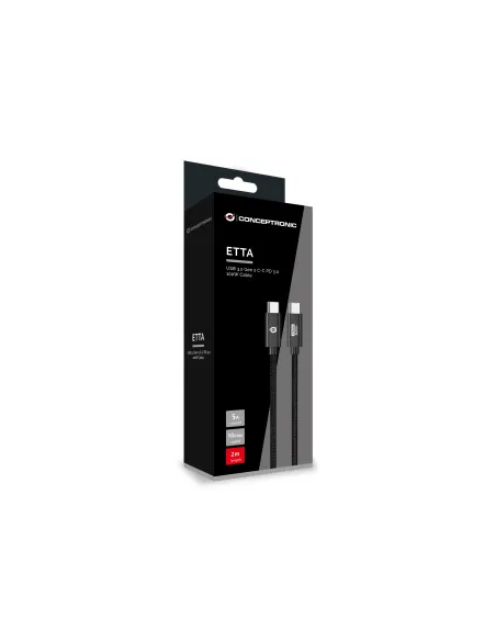 Conceptronic ETTA02B20 cable USB USB 3.2 Gen 2 (3.1 Gen 2) 2 m USB C 20 Gbit s 100 W Negro