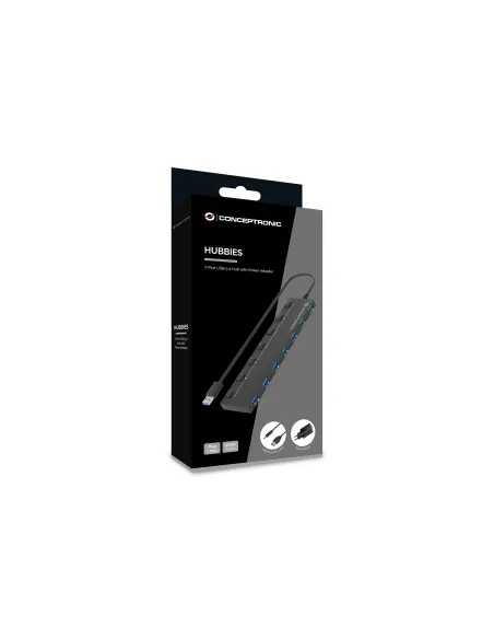Conceptronic HUBBIES19BP hub de interfaz USB 3.2 Gen 1 (3.1 Gen 1) Type-A 5000 Mbit s Negro