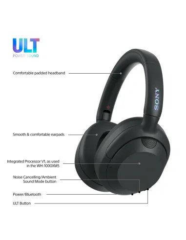 Sony WHULT900NB auricular y casco Auriculares Inalámbrico y alámbrico Diadema Llamadas Música Bluetooth Negro