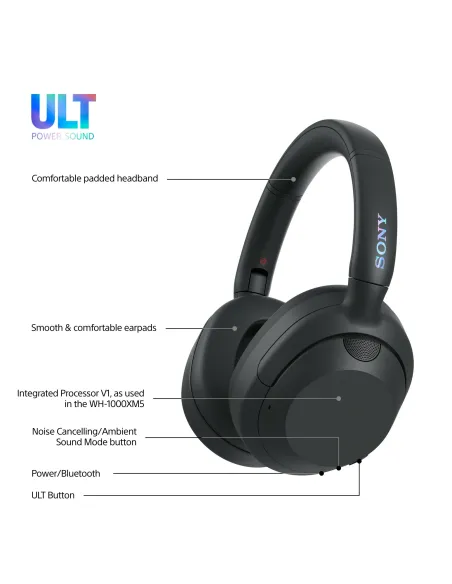 Sony WHULT900NB auricular y casco Auriculares Inalámbrico y alámbrico Diadema Llamadas Música Bluetooth Negro