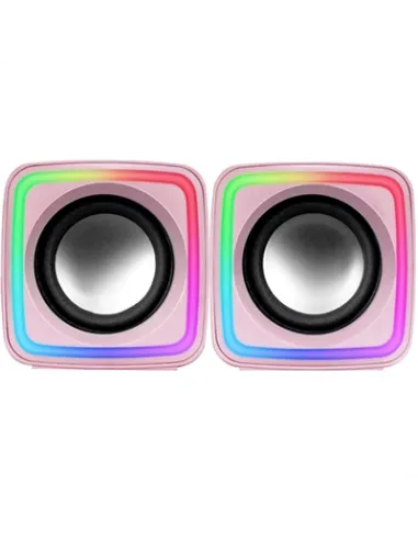 Mars Gaming MSCUBEP Rosa Altavoces Gaming RGB Compactos Procesador Sonido DSP 8W