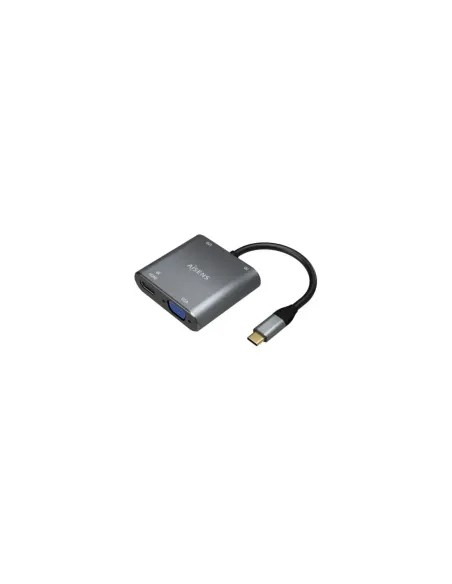 Conversor Aisens A109-0626/ HDMI Hembra - VGA Hembra - USB Tipo-C Macho - USB Hembra - USB Tipo-C Hembra/ 15cm/ Gris