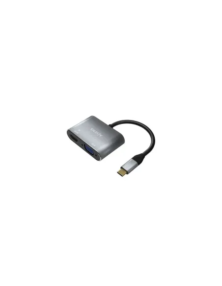 Conversor Aisens A109-0627/ HDMI Hembra - VGA Hembra - USB Tipo-C Macho/ 15cm/ Gris