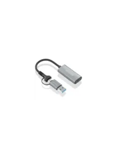 Conversor HDMI Aisens A109-0913/ USB + USB Tipo-C 3.1 Macho - HDMI Macho/ 15cm/ Gris