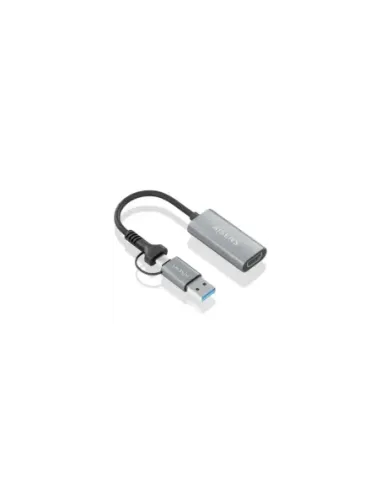 Conversor HDMI Aisens A109-0913/ USB + USB Tipo-C 3.1 Macho - HDMI Macho/ 15cm/ Gris