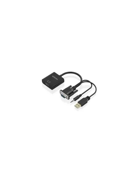 Cable Conversor Aisens A115-0872 SVGA Macho - USB Macho/ Jack Macho - HDMI Hembra/ 20cm/ Negro