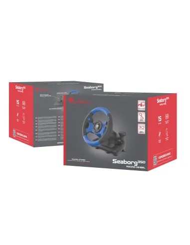 GENESIS Seaborg 350 Negro, Azul USB Volante + Pedales Nintendo Switch, PC, PlayStation 4, Playstation 3, Xbox 360, Xbox One,