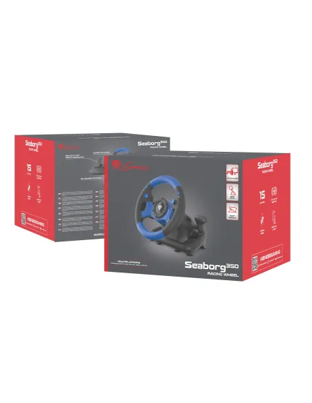 GENESIS Seaborg 350 Negro, Azul USB Volante + Pedales Nintendo Switch, PC, PlayStation 4, Playstation 3, Xbox 360, Xbox One,