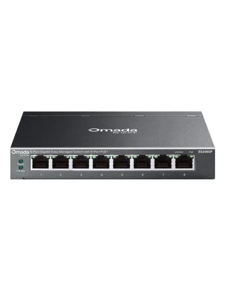 TP-Link Omada ES208GP switch Gestionado L2 Gigabit Ethernet (10 100 1000) Energía sobre Ethernet (PoE) DIN rail Negro