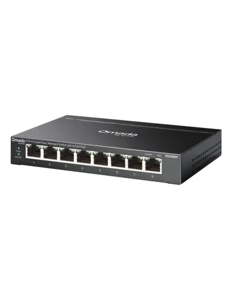 TP-Link Omada ES208GP switch Gestionado L2 Gigabit Ethernet (10 100 1000) Energía sobre Ethernet (PoE) DIN rail Negro