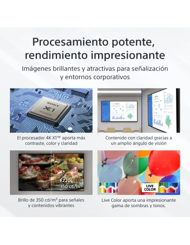 Sony FW-50EZ20L pantalla de señalización Pantalla plana para señalización digital 127 cm (50") LED Wifi 350 cd   m² 4K Ultra HD
