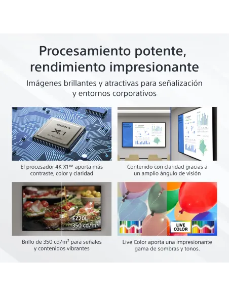 Sony FW-65EZ20L pantalla de señalización Pantalla plana para señalización digital 165,1 cm (65") LCD Wifi 350 cd   m² 4K Ultra