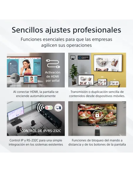 Sony FW-75EZ20L pantalla de señalización Pantalla plana para señalización digital 190,5 cm (75") LED Wifi 350 cd   m² 4K Ultra
