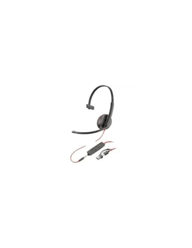 Auricular Poly Blackwire 3215 + Adaptador USB-C/A/ con Micrófono/ Jack 3.5mm/ Negro