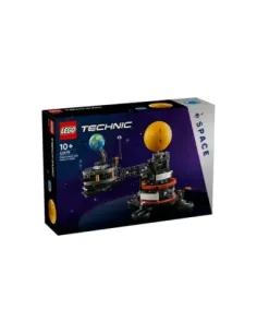 Lego technic planeta tierra y luna en órbita