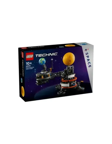 Lego technic planeta tierra y luna en órbita