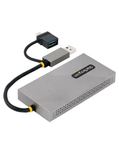 StarTech.com Adaptador de USB a HDMI Doble, USB A C a 2 Pantallas HDMI (1x 4K30Hz, 1x 1080p), Dongle Integrado USB-A a C, Cable 2