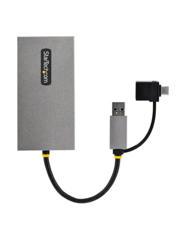 StarTech.com Adaptador de USB a HDMI Doble, USB A C a 2 Pantallas HDMI (1x 4K30Hz, 1x 1080p), Dongle Integrado USB-A a C, Cable