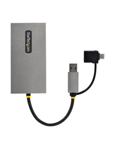 StarTech.com Adaptador de USB a HDMI Doble, USB A C a 2 Pantallas HDMI (1x 4K30Hz, 1x 1080p), Dongle Integrado USB-A a C, Cable