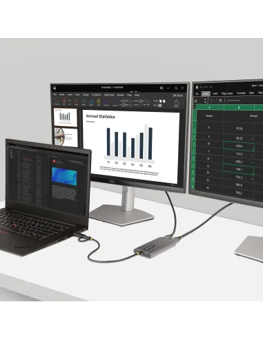 StarTech.com Adaptador USB-C a HDMI Doble - USB Tipo C a 2 Monitores HDMI - 4K 60Hz - Entrega de Alimentación PD de 100W con