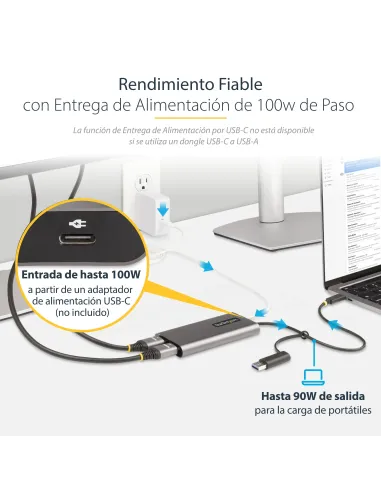 StarTech.com Adaptador USB-C a HDMI Doble - USB Tipo C a 2 Monitores HDMI - 4K 60Hz - Entrega de Alimentación PD de 100W con