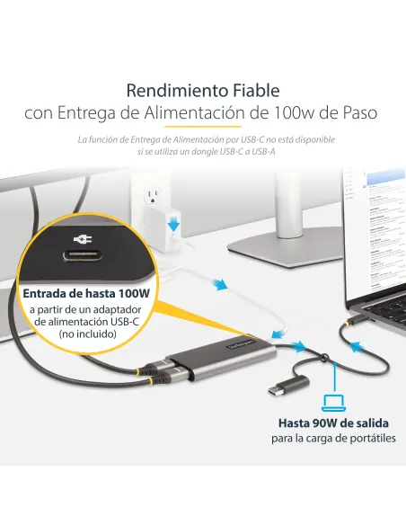 StarTech.com Adaptador USB-C a HDMI Doble - USB Tipo C a 2 Monitores HDMI - 4K 60Hz - Entrega de Alimentación PD de 100W con