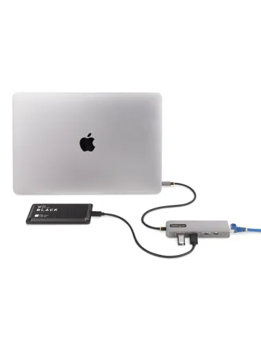 StarTech.com Hub USB-C de 3 Puertos con Red Ethernet de 2,5Gbps y Entrega de Alimentación PD de 100W de Paso - USB 3.2 10Gbps -