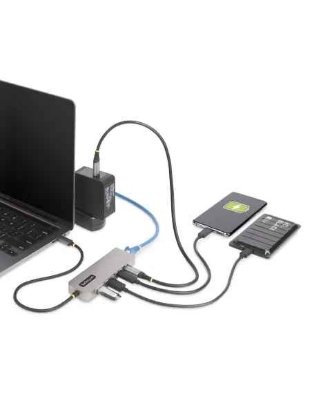 StarTech.com Hub USB-C de 3 Puertos con Red Ethernet de 2,5Gbps y Entrega de Alimentación PD de 100W de Paso - USB 3.2 10Gbps -