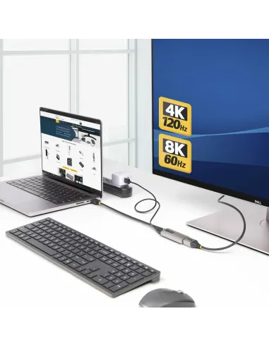 StarTech.com Cable Conversor Adaptador Activo de 30cm HDMI 2.1 a DisplayPort 1.4 - 8K60Hz - Alimentado por el Bus USB - Cable