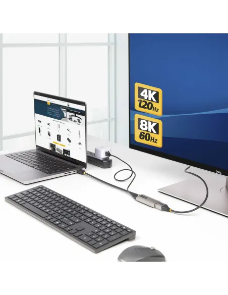 StarTech.com Cable Conversor Adaptador Activo de 30cm HDMI 2.1 a DisplayPort 1.4 - 8K60Hz - Alimentado por el Bus USB - Cable