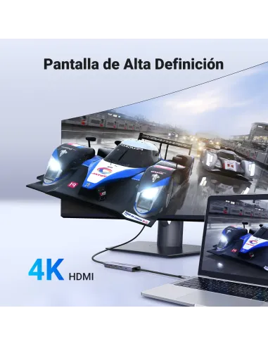 Ugreen 15596 base para portátil y replicador de puertos Alámbrico USB 3.2 Gen 1 (3.1 Gen 1) Type-A + Type-C Aluminio