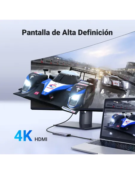 Ugreen 15596 base para portátil y replicador de puertos Alámbrico USB 3.2 Gen 1 (3.1 Gen 1) Type-A + Type-C Aluminio