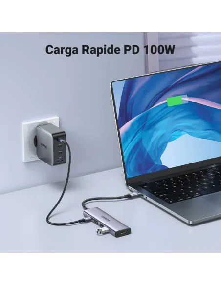 Ugreen 15596 base para portátil y replicador de puertos Alámbrico USB 3.2 Gen 1 (3.1 Gen 1) Type-A + Type-C Aluminio
