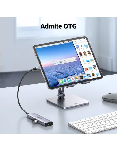 Ugreen 15596 base para portátil y replicador de puertos Alámbrico USB 3.2 Gen 1 (3.1 Gen 1) Type-A + Type-C Aluminio