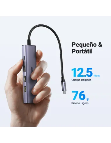 Ugreen 15596 base para portátil y replicador de puertos Alámbrico USB 3.2 Gen 1 (3.1 Gen 1) Type-A + Type-C Aluminio