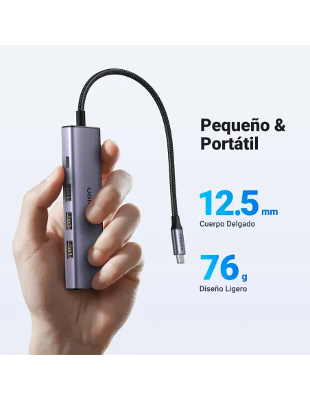 Ugreen 15596 base para portátil y replicador de puertos Alámbrico USB 3.2 Gen 1 (3.1 Gen 1) Type-A + Type-C Aluminio