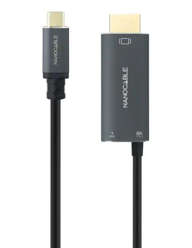 Nanocable 10.15.5182 adaptador de cable de vídeo 1,8 m USB Tipo C HDMI + USB Type-C Negro