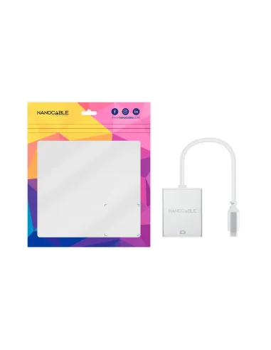 Nanocable Conversor USB-C a VGA. USB-C M-VGA H, Aluminio 10 cm