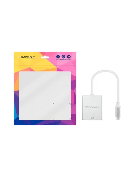 Nanocable Conversor USB-C a VGA. USB-C M-VGA H, Aluminio 10 cm