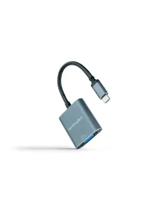 Nanocable Conversor USB-C a VGA, USB-C M-VGA H, Aluminio, Gris, 10 cm