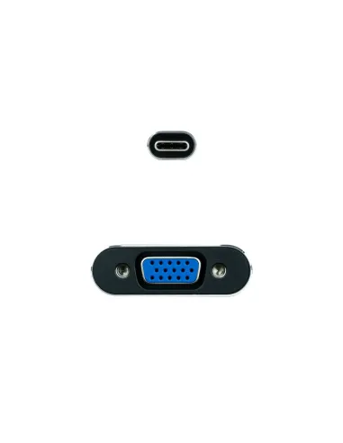 Nanocable Conversor USB-C a VGA, USB-C M-VGA H, Aluminio, Gris, 10 cm