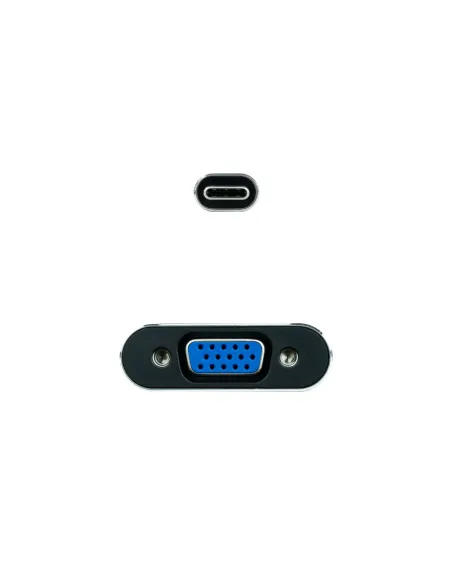 Nanocable Conversor USB-C a VGA, USB-C M-VGA H, Aluminio, Gris, 10 cm
