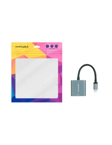 Nanocable Conversor USB-C a DVI-D, 15 cm, Gris
