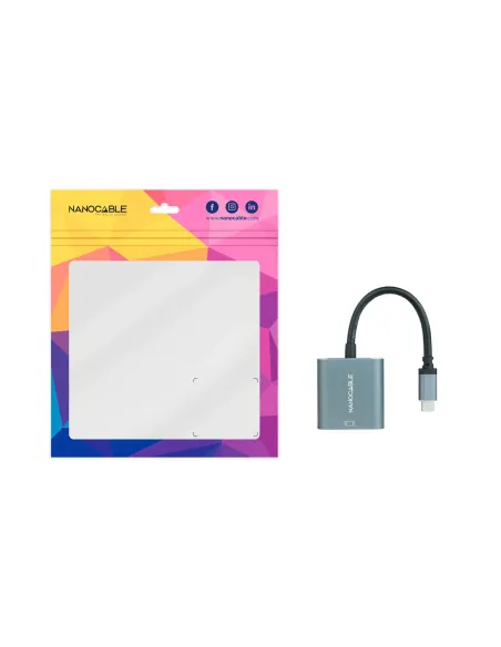 Nanocable Conversor USB-C a DVI-D, 15 cm, Gris